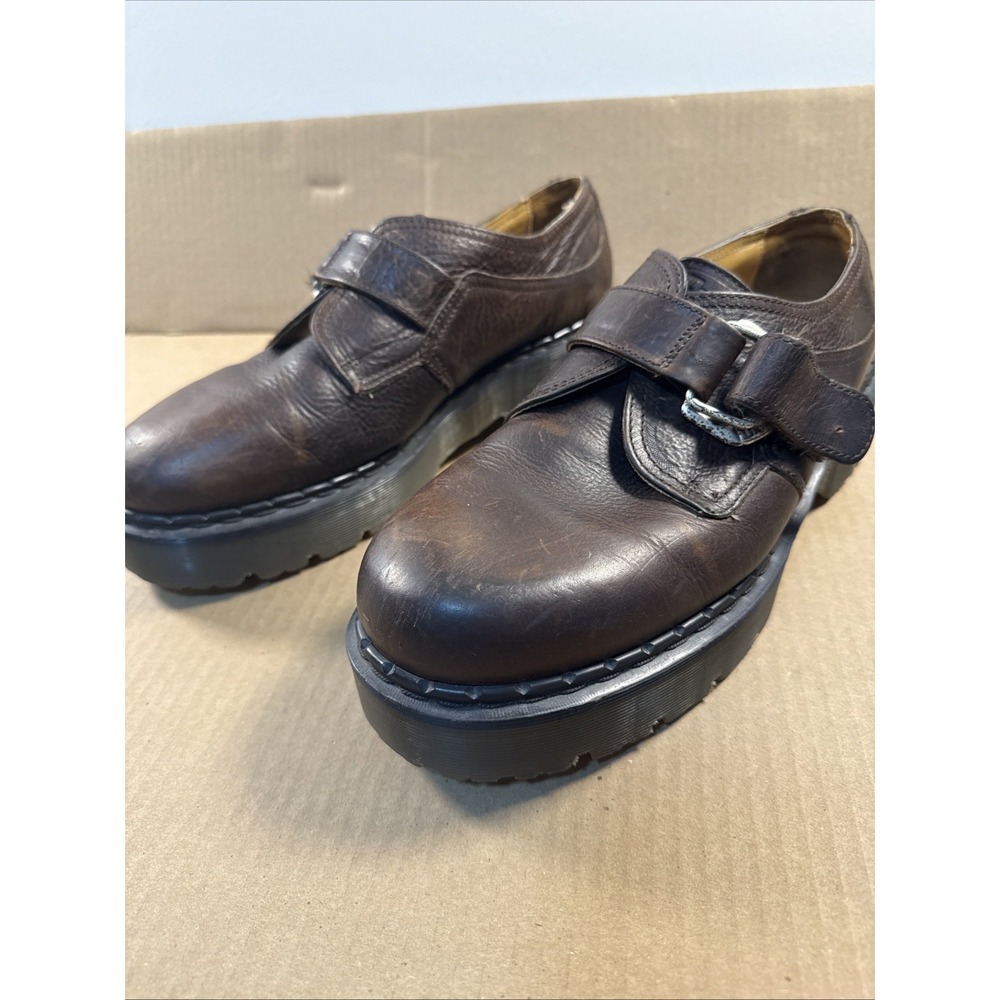 Dr Martens 8314 Vintage Brown Leather‎ Chunky Platform Monk Strap Loafer Size 12